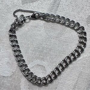 James Avery Sterling Silver Double Curb Link Bracelet with Safety Chain 6.75-7.0